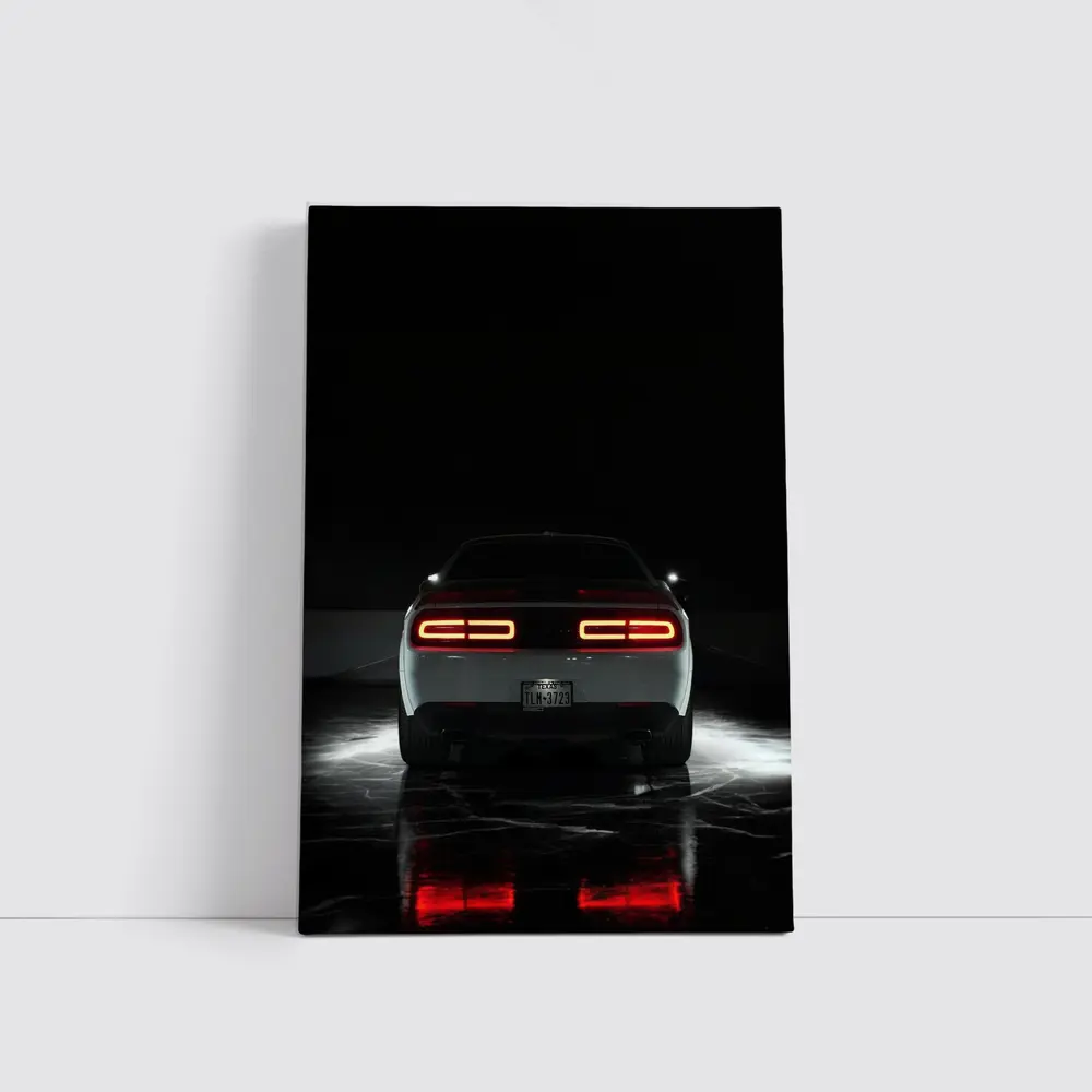 Dodge Challenger Rear View Dark Studio – Wall Art