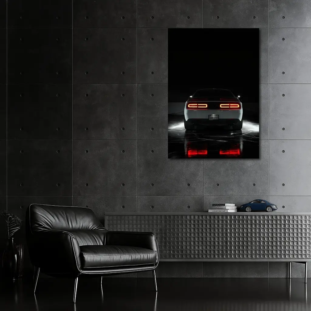 Dodge Challenger Rear View Dark Studio – Wall Art
