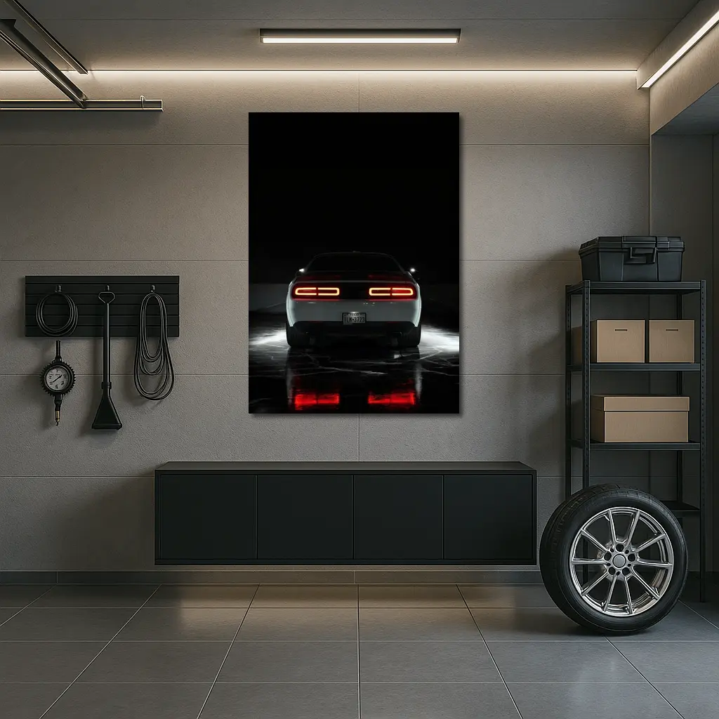 Dodge Challenger Rear View Dark Studio – Wall Art