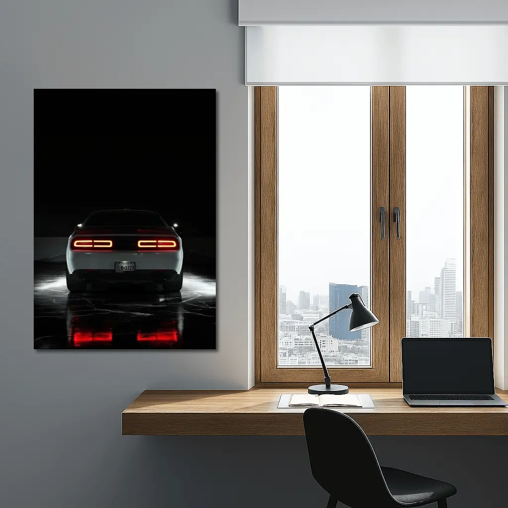 Dodge Challenger Rear View Dark Studio – Wall Art
