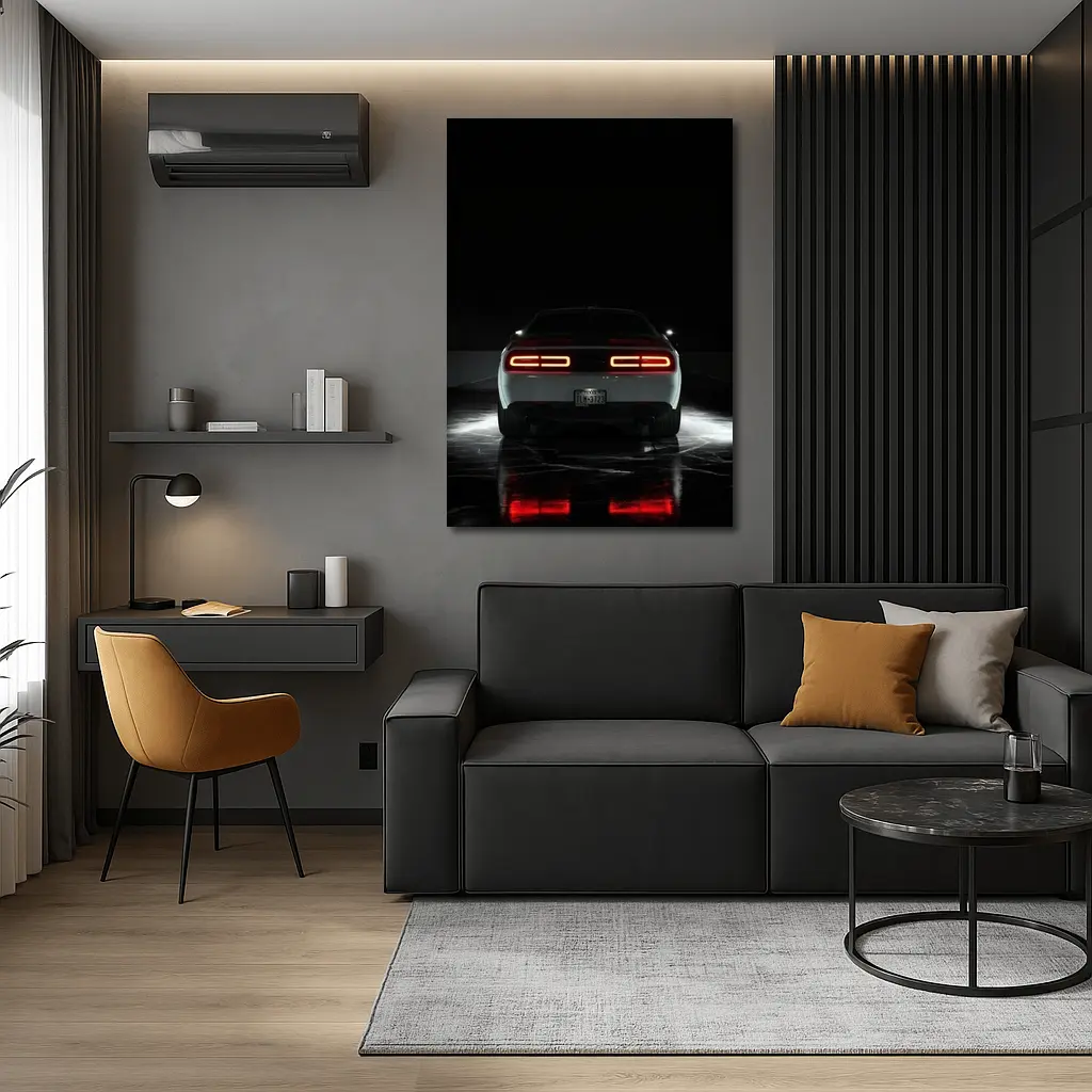 Dodge Challenger Rear View Dark Studio – Wall Art