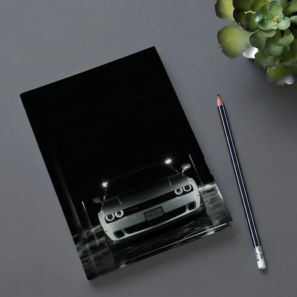 Dodge Challenger Front View Dark Tunnel – Notebooks