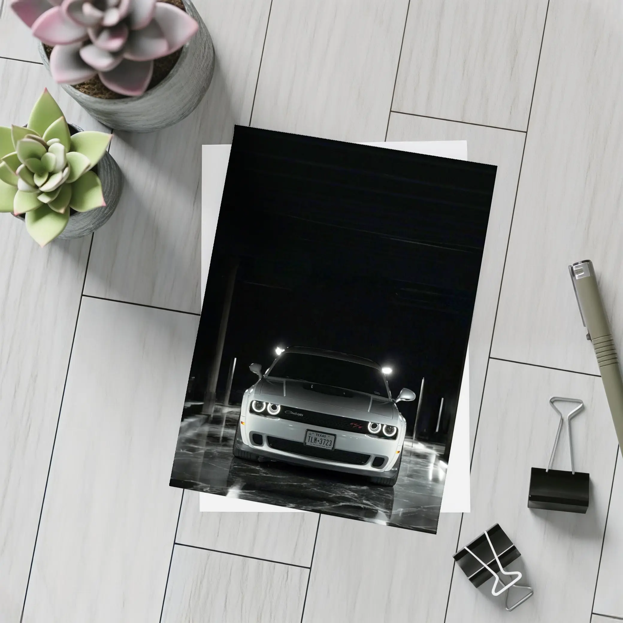 Dodge Challenger Front View Dark Tunnel – Postcards