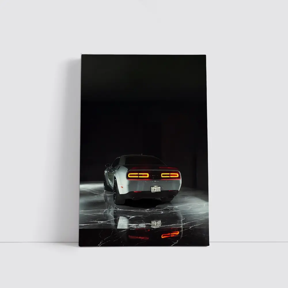 Dodge Challenger Rear View Dark Studio – Wall Art