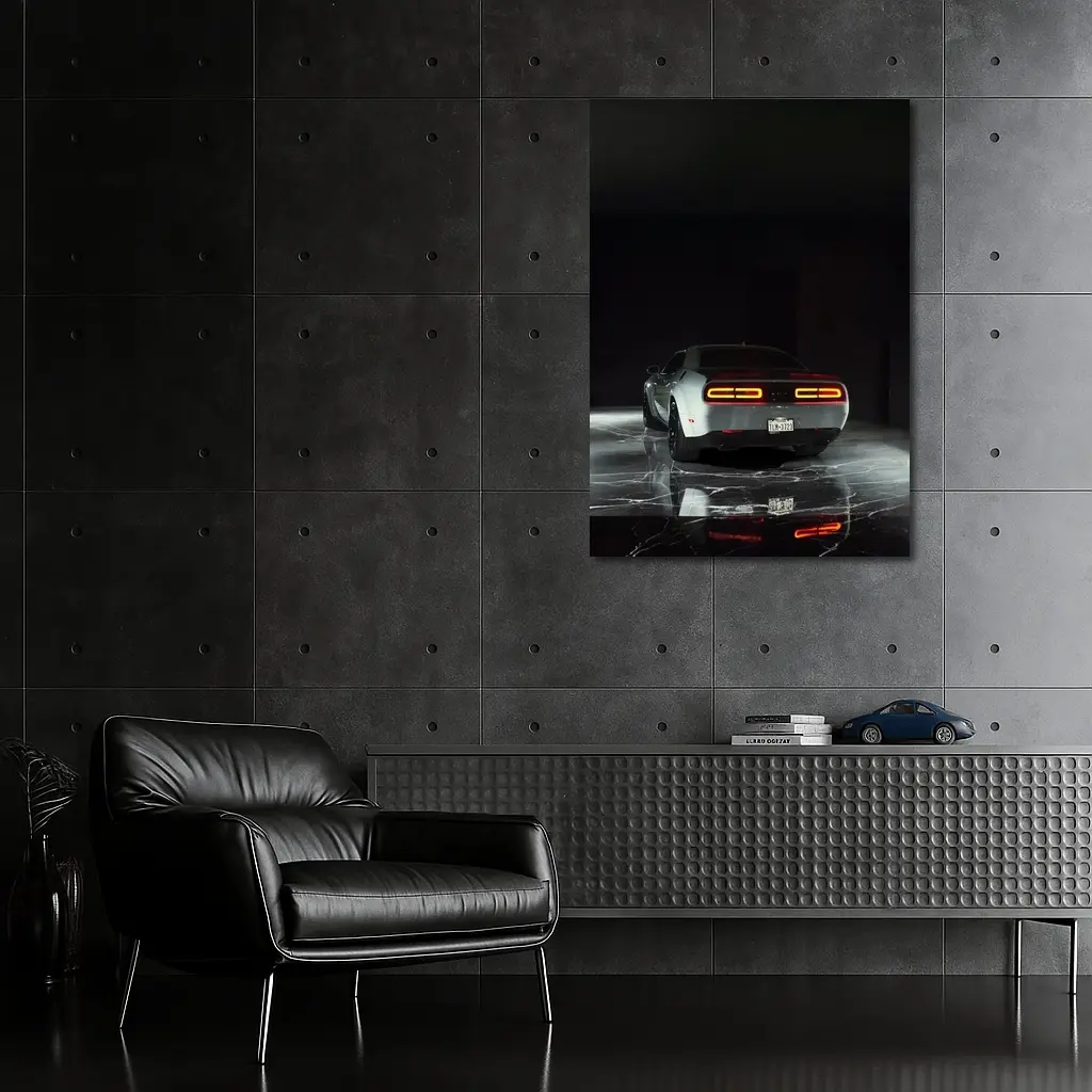 Dodge Challenger Rear View Dark Studio – Wall Art