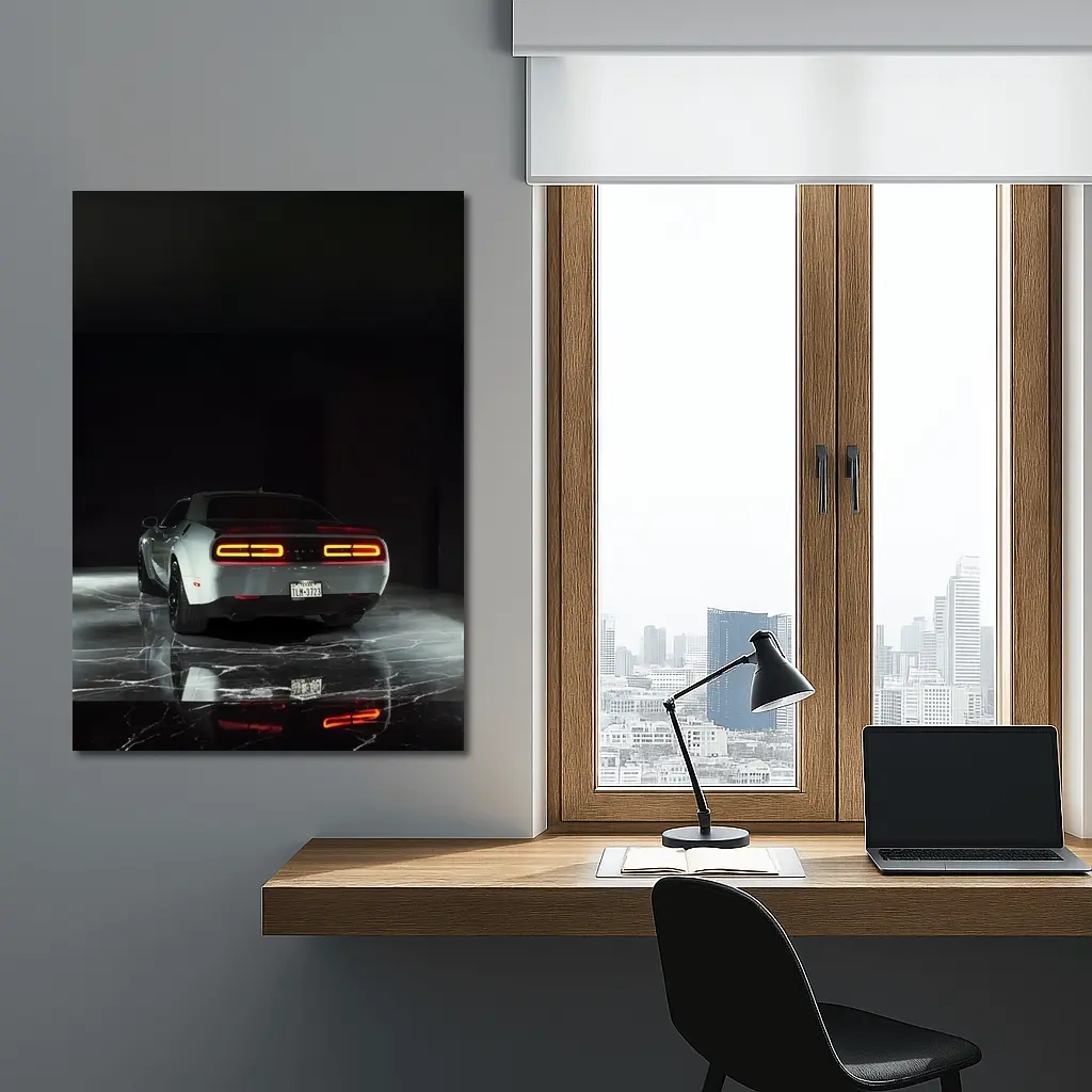 Dodge Challenger Rear View Dark Studio – Wall Art