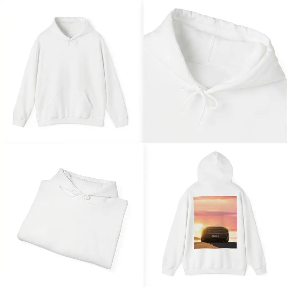 Dodge Challenger Rear View Sunset Sky – Hoodies