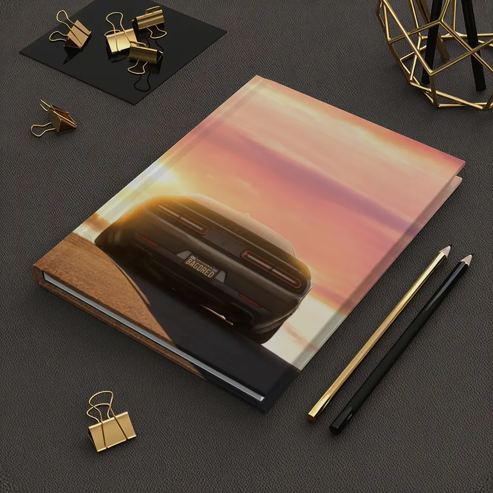 Dodge Challenger Rear View Sunset Sky – Notebooks