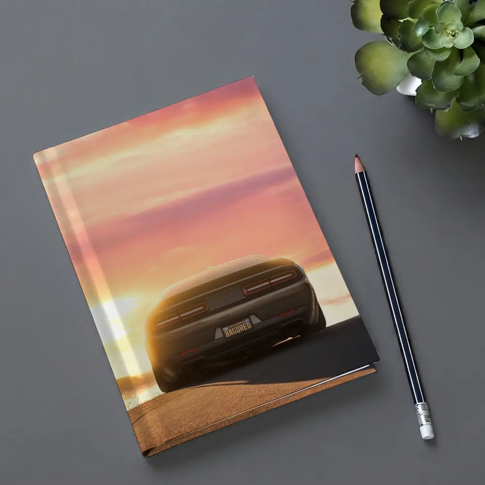 Dodge Challenger Rear View Sunset Sky – Notebooks