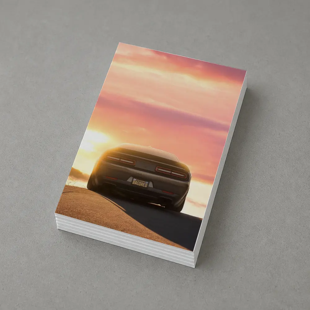 Dodge Challenger Rear View Sunset Sky – Postcards