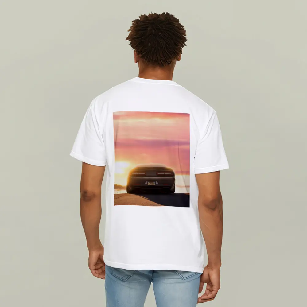 Dodge Challenger Rear View Sunset Sky – T-Shirts