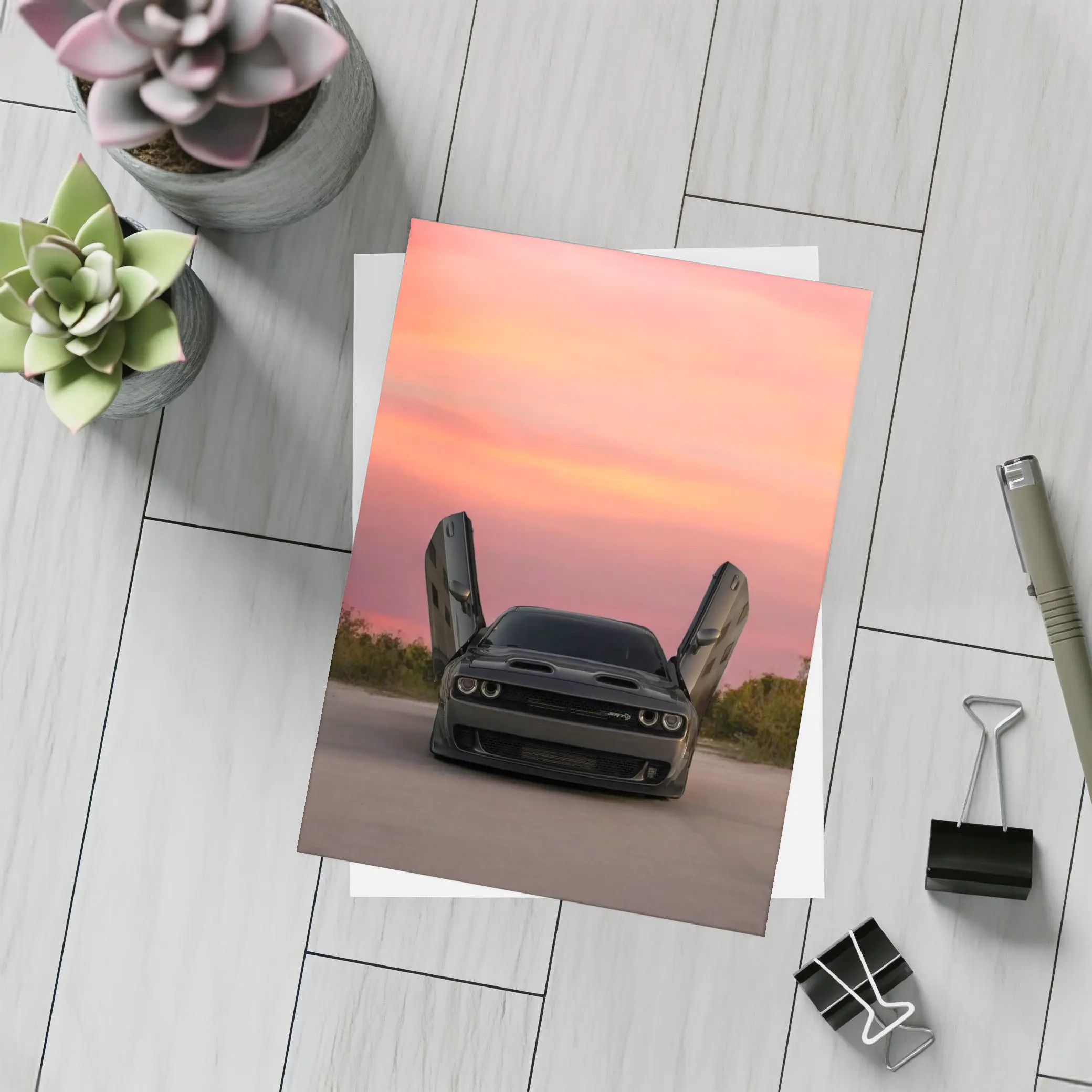 Dodge Challenger SRT Hellcat Sunset Sky – Postcards