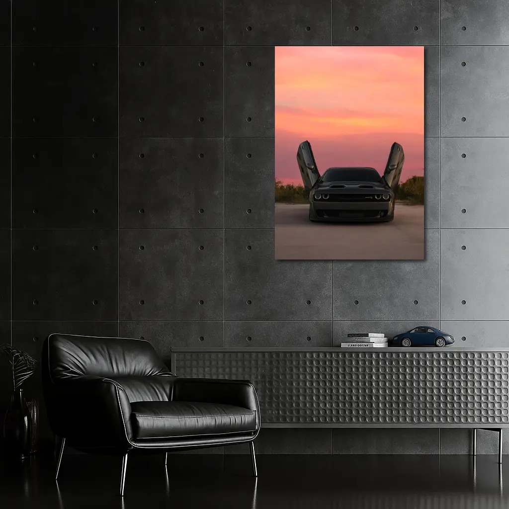 Dodge Challenger SRT Hellcat Sunset Sky – Wall Art