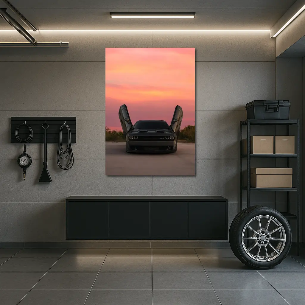 Dodge Challenger SRT Hellcat Sunset Sky – Wall Art