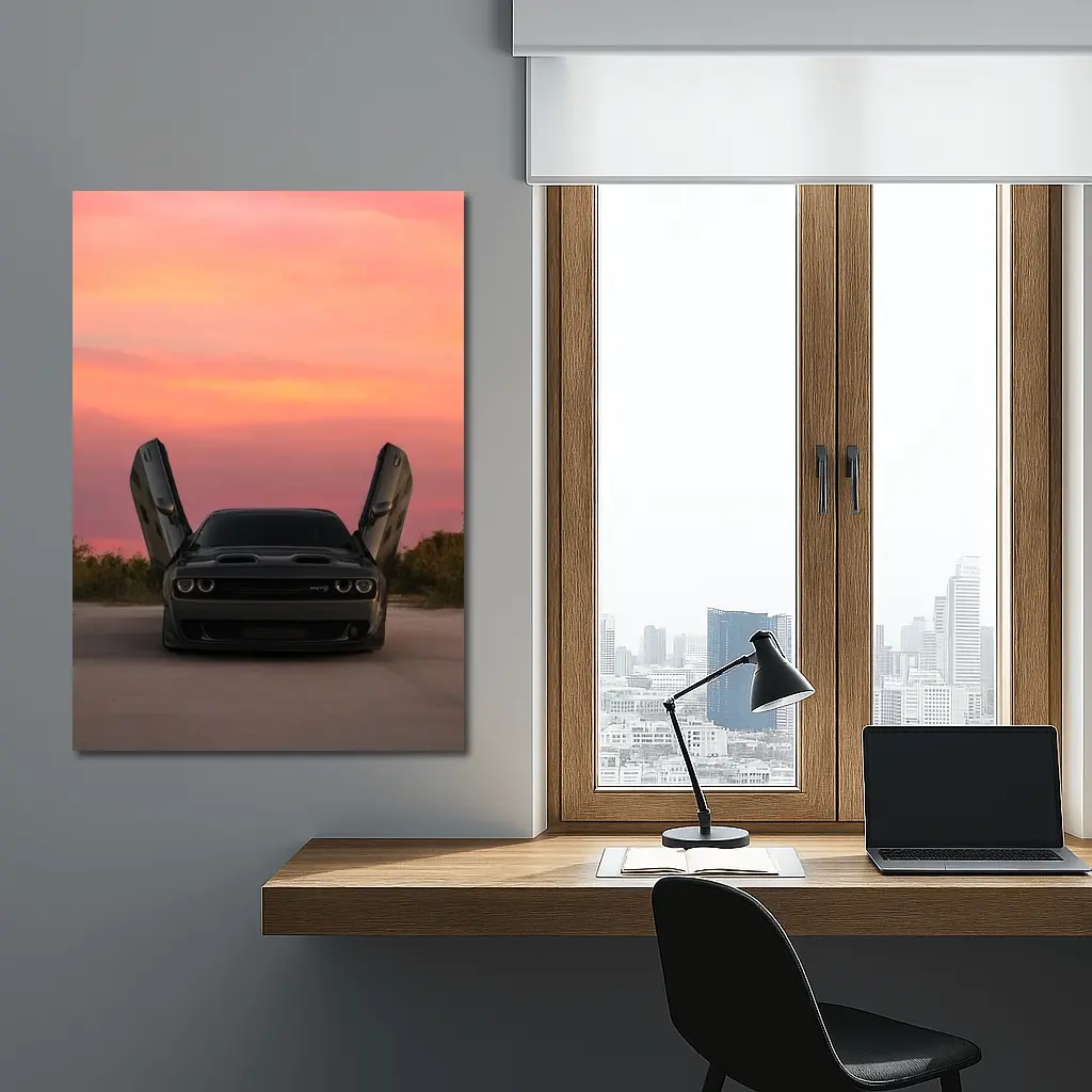 Dodge Challenger SRT Hellcat Sunset Sky – Wall Art