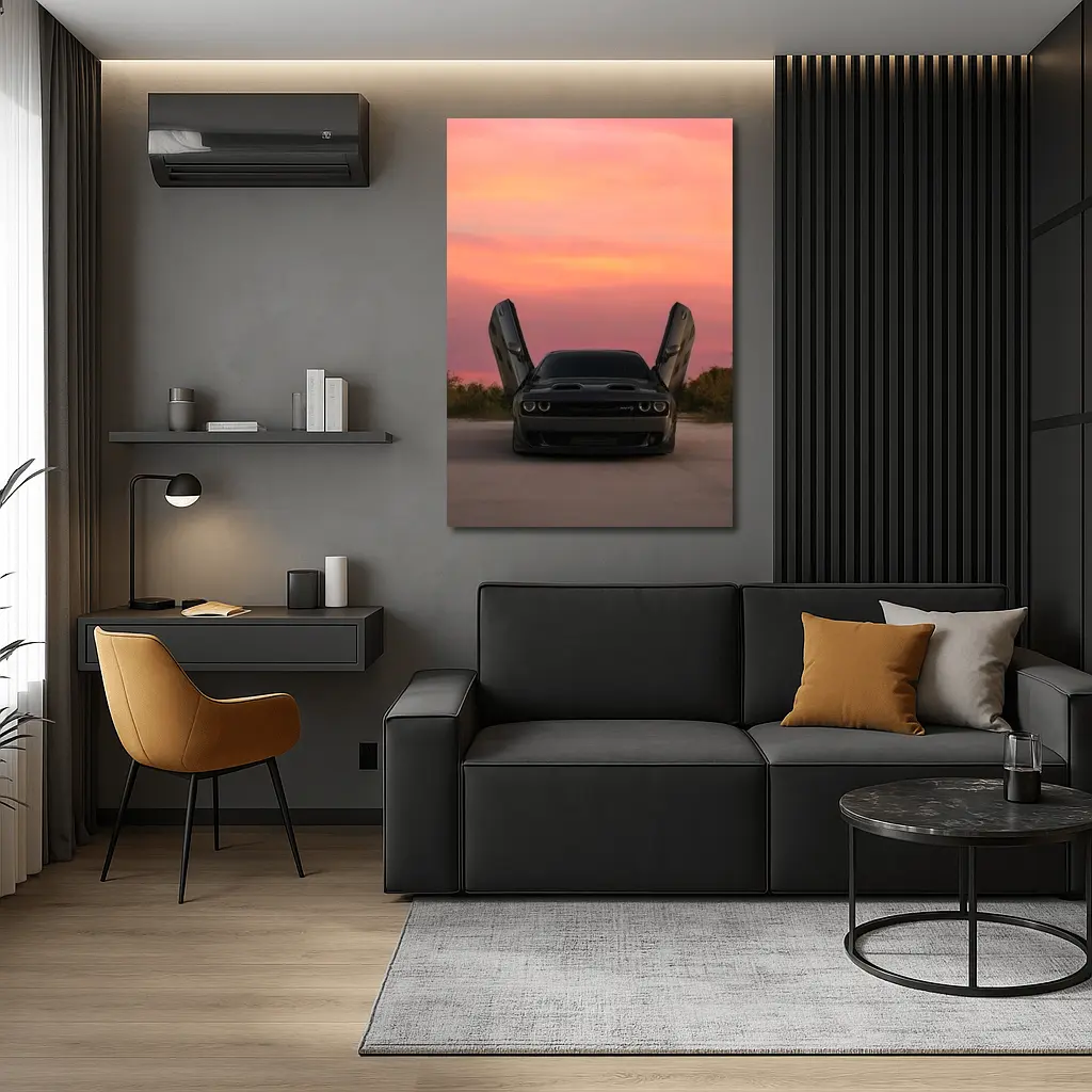 Dodge Challenger SRT Hellcat Sunset Sky – Wall Art
