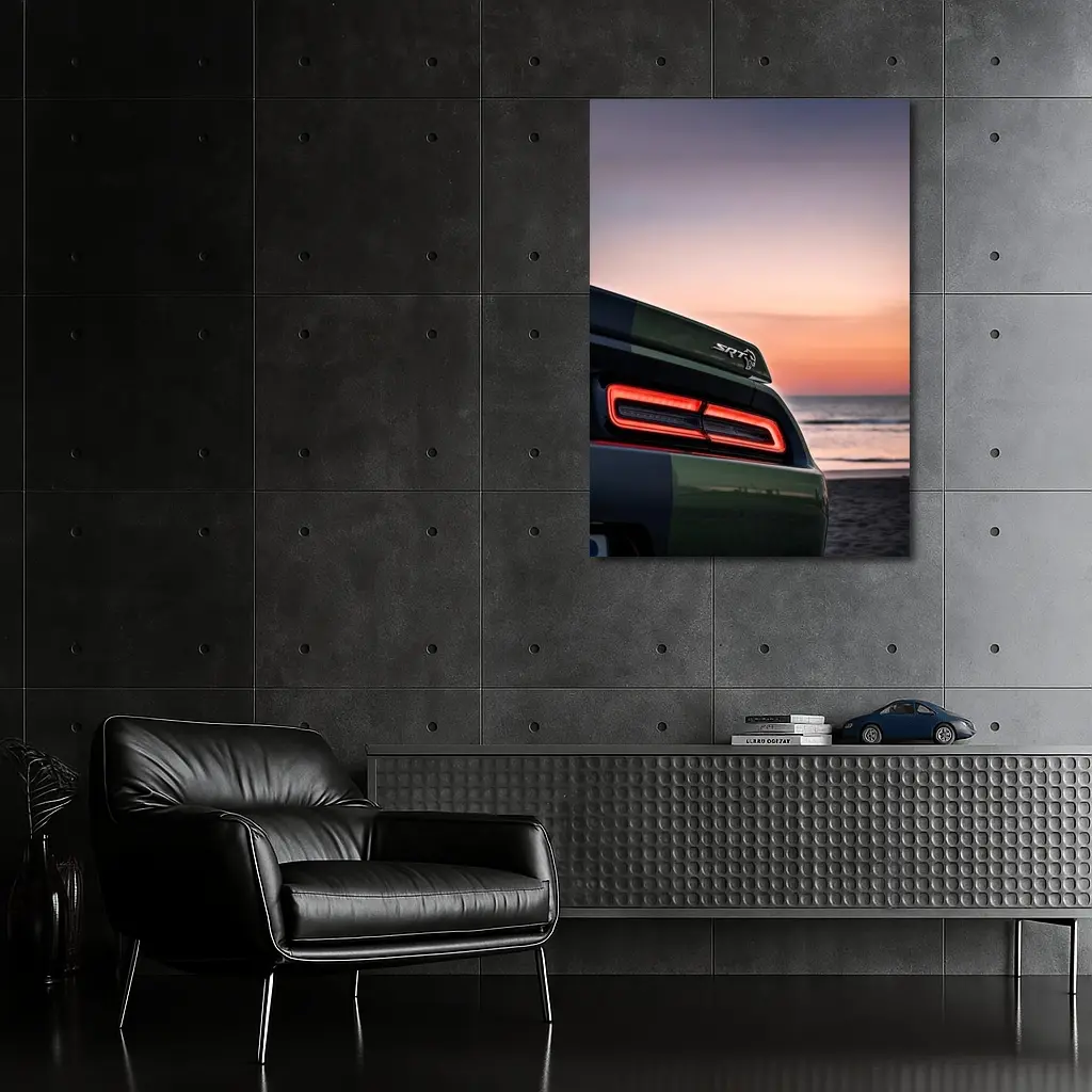 Dodge Challenger SRT Hellcat Sunset Beach – Wall Art