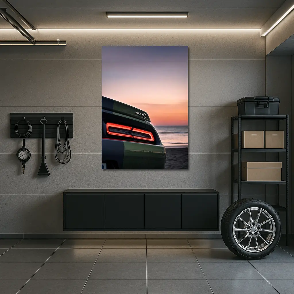 Dodge Challenger SRT Hellcat Sunset Beach – Wall Art