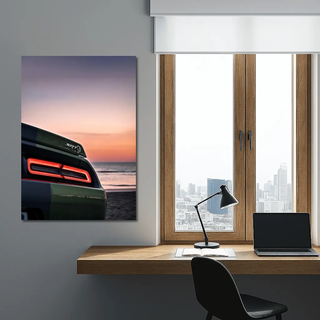 Dodge Challenger SRT Hellcat Sunset Beach – Wall Art