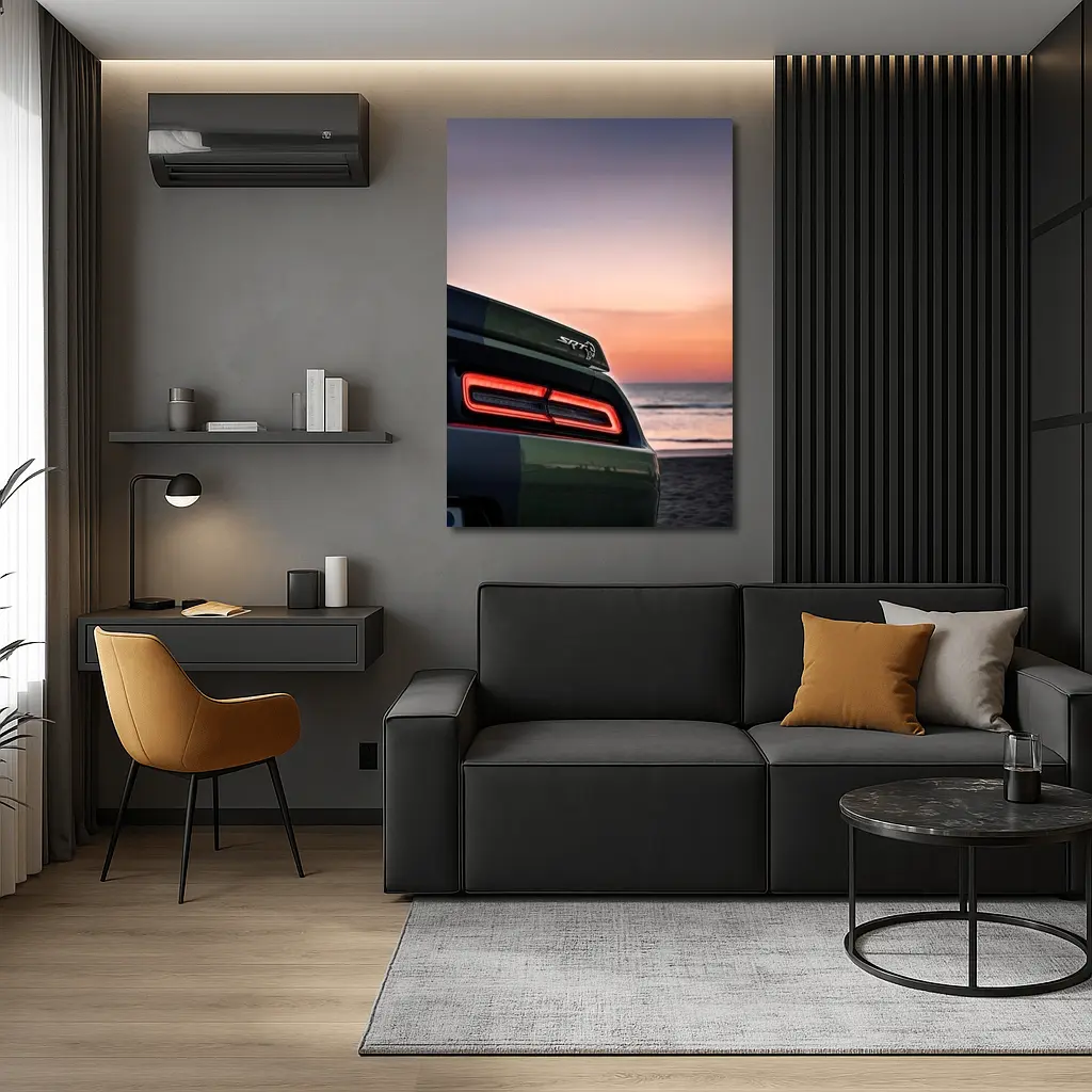 Dodge Challenger SRT Hellcat Sunset Beach – Wall Art