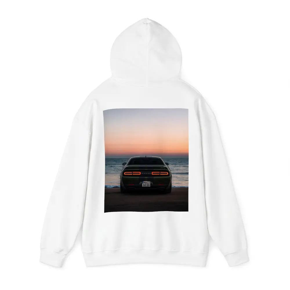 Dodge Challenger Rear View Ocean Sunset – Hoodies