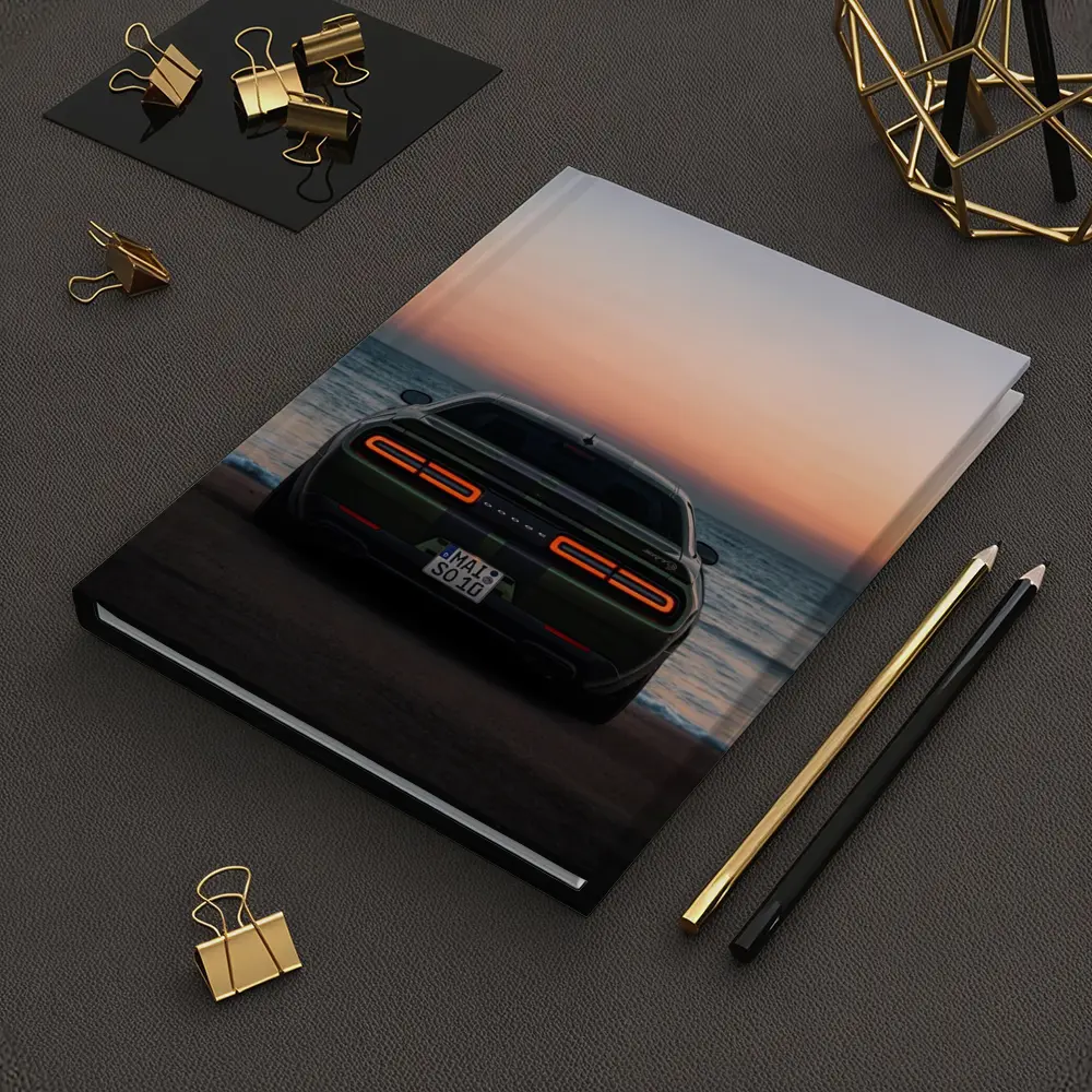 Dodge Challenger Rear View Ocean Sunset – Notebooks