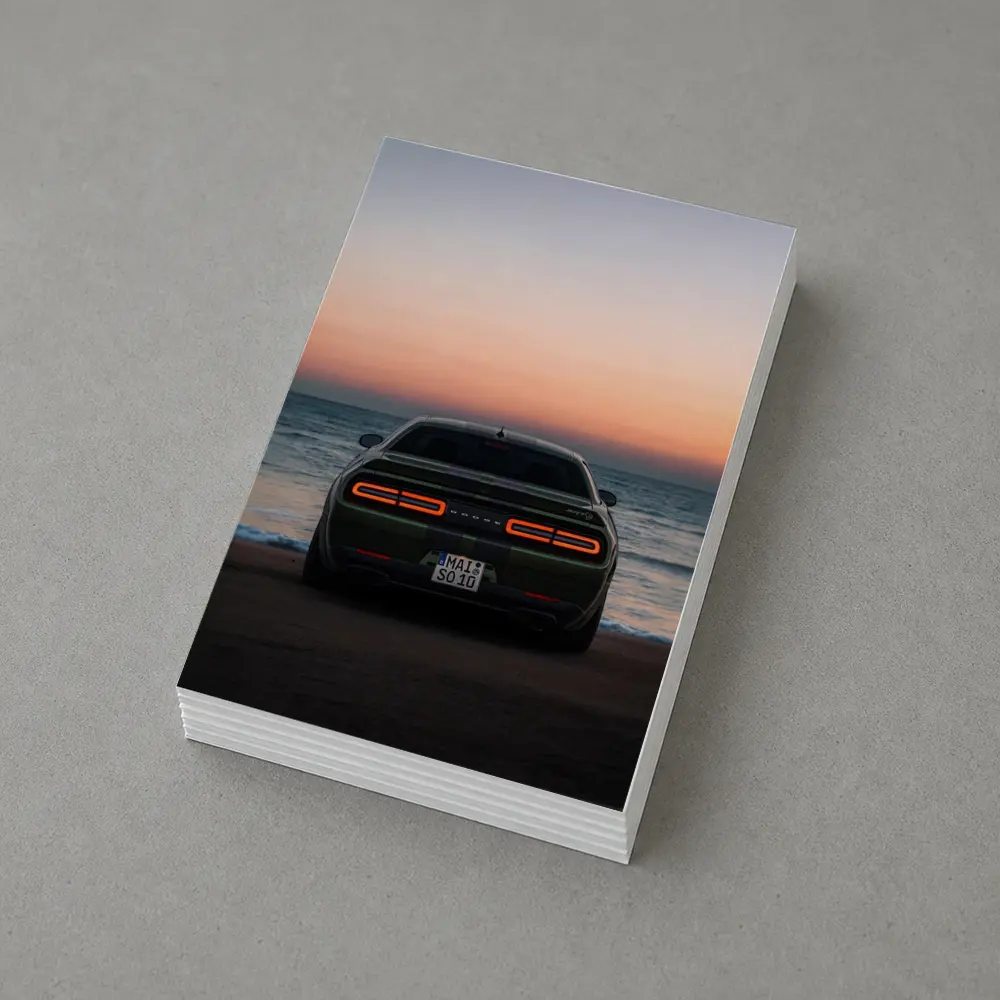 Dodge Challenger Rear View Ocean Sunset – Postcards