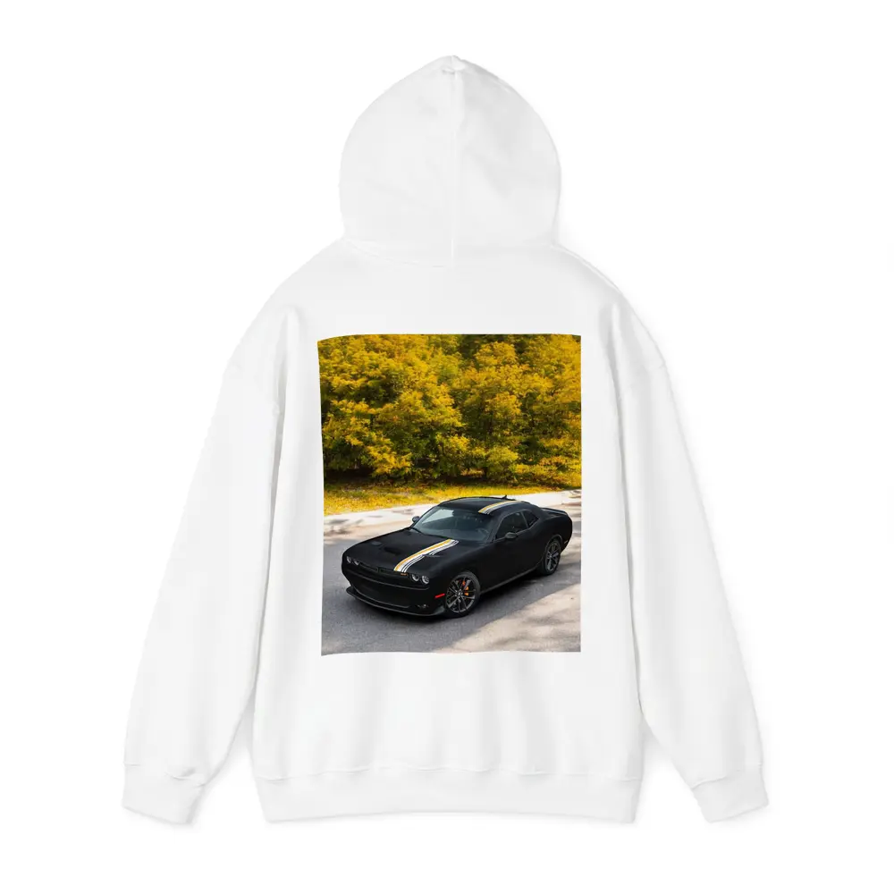 Dodge Challenger Black Muscle Car Autumn Trees – Hoodies