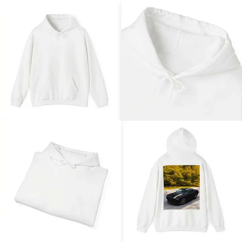 Dodge Challenger Black Muscle Car Autumn Trees – Hoodies