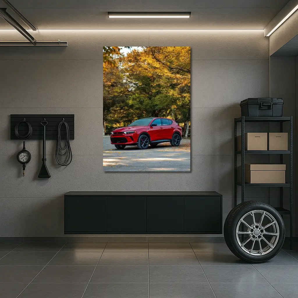Dodge Hornet Red SUV Autumn Forest – Wall Art