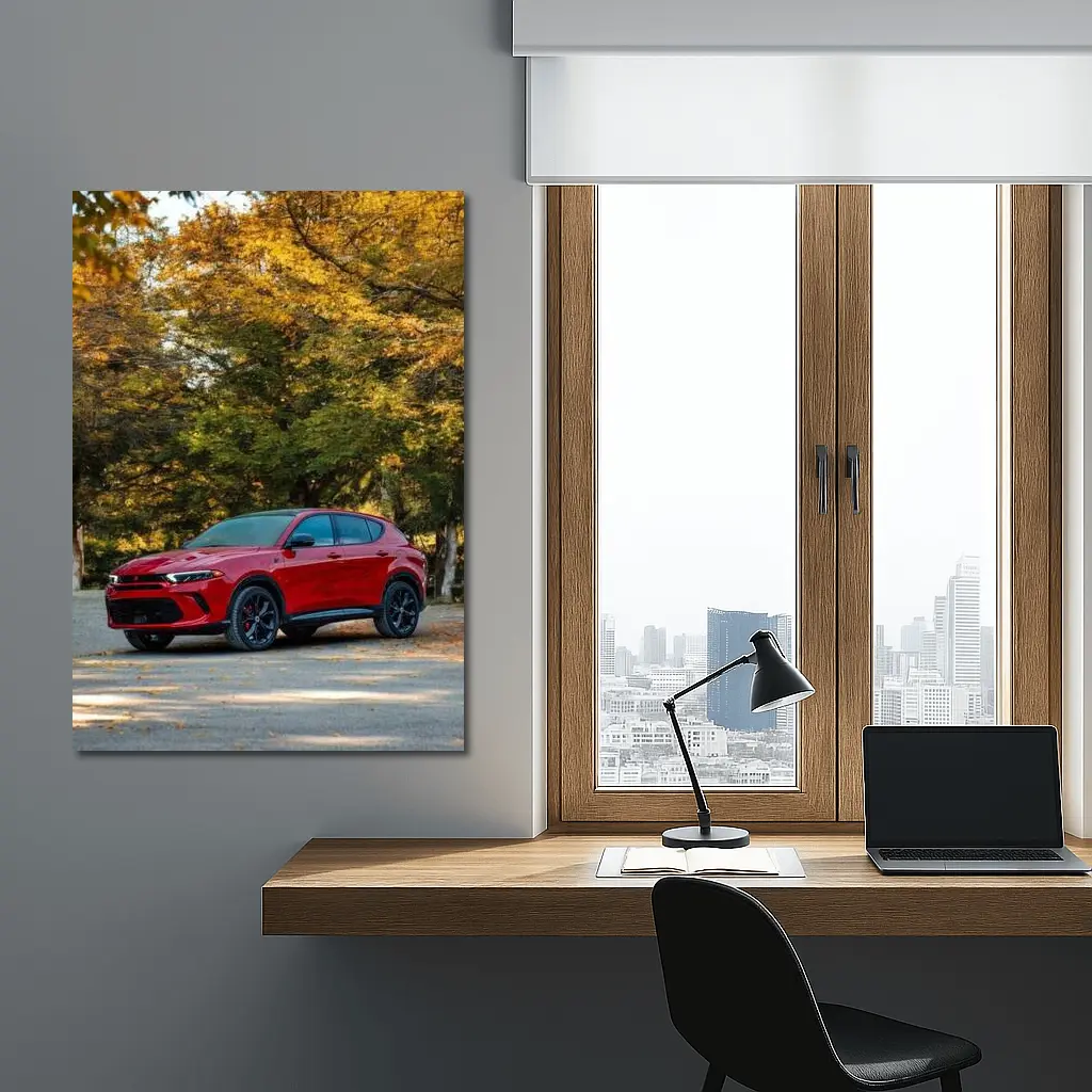 Dodge Hornet Red SUV Autumn Forest – Wall Art