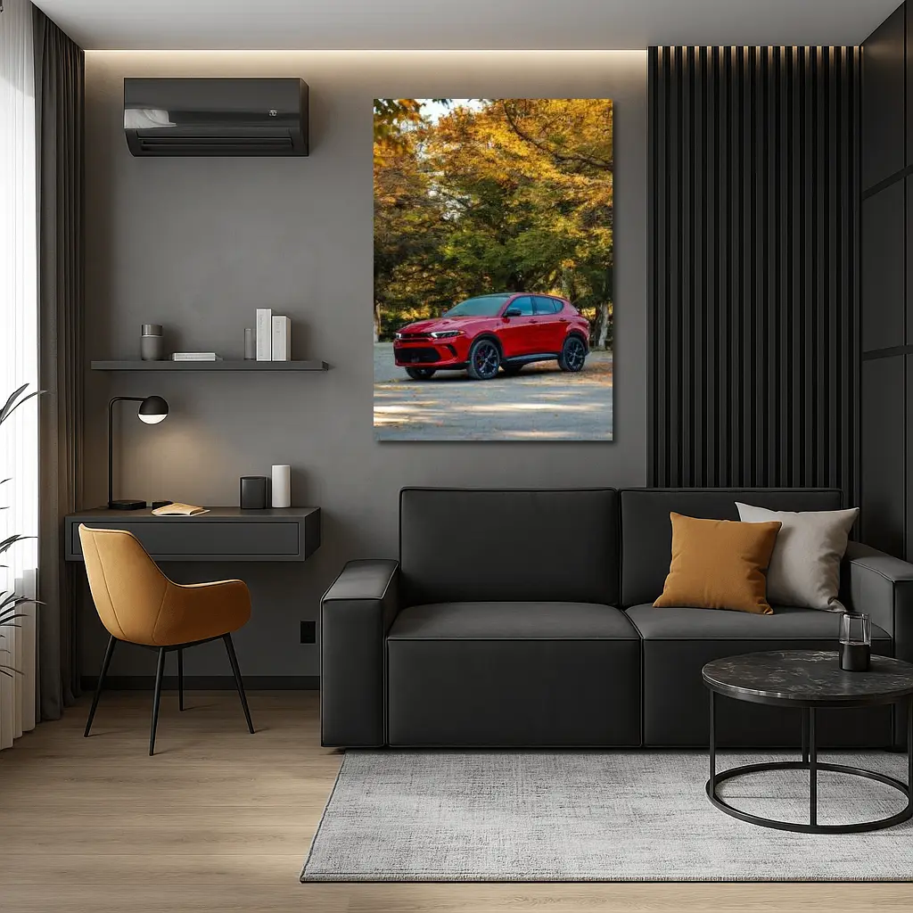 Dodge Hornet Red SUV Autumn Forest – Wall Art
