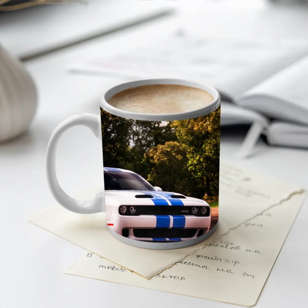 Dodge Challenger SRT White Blue Stripes Forest – Mugs
