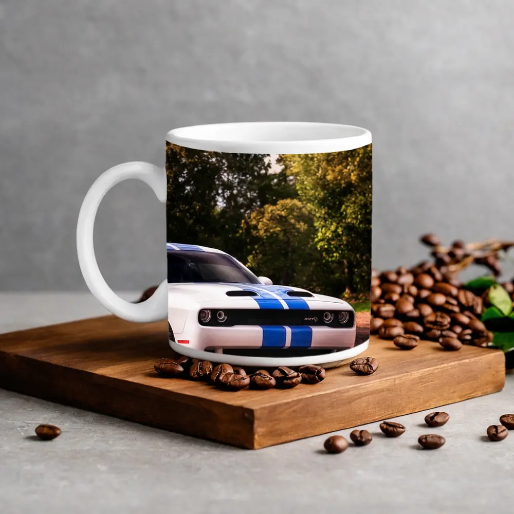 Dodge Challenger SRT White Blue Stripes Forest – Mugs