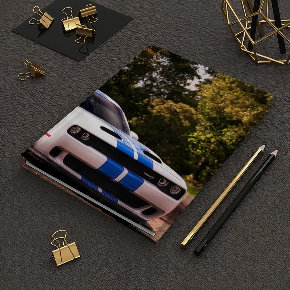 Dodge Challenger SRT White Blue Stripes Forest – Notebooks