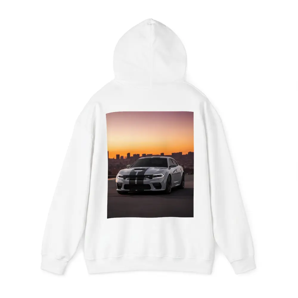 Dodge Charger Gray Stripes City Sunset – Hoodies