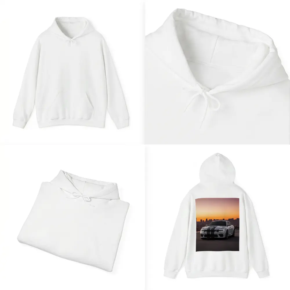 Dodge Charger Gray Stripes City Sunset – Hoodies