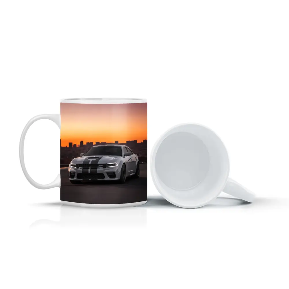 Dodge Charger Gray Stripes City Sunset – Mugs