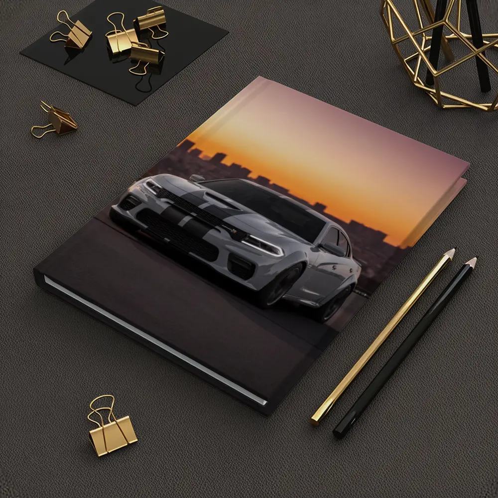 Dodge Charger Gray Stripes City Sunset – Notebooks