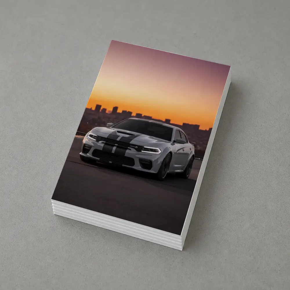 Dodge Charger Gray Stripes City Sunset – Postcards