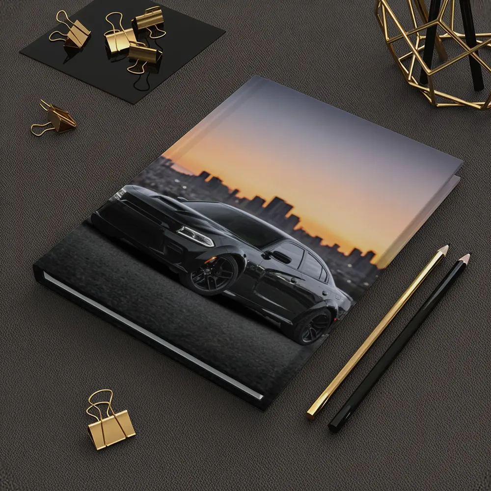 Dodge Charger Black Muscle Car City Sunset – Notebooks