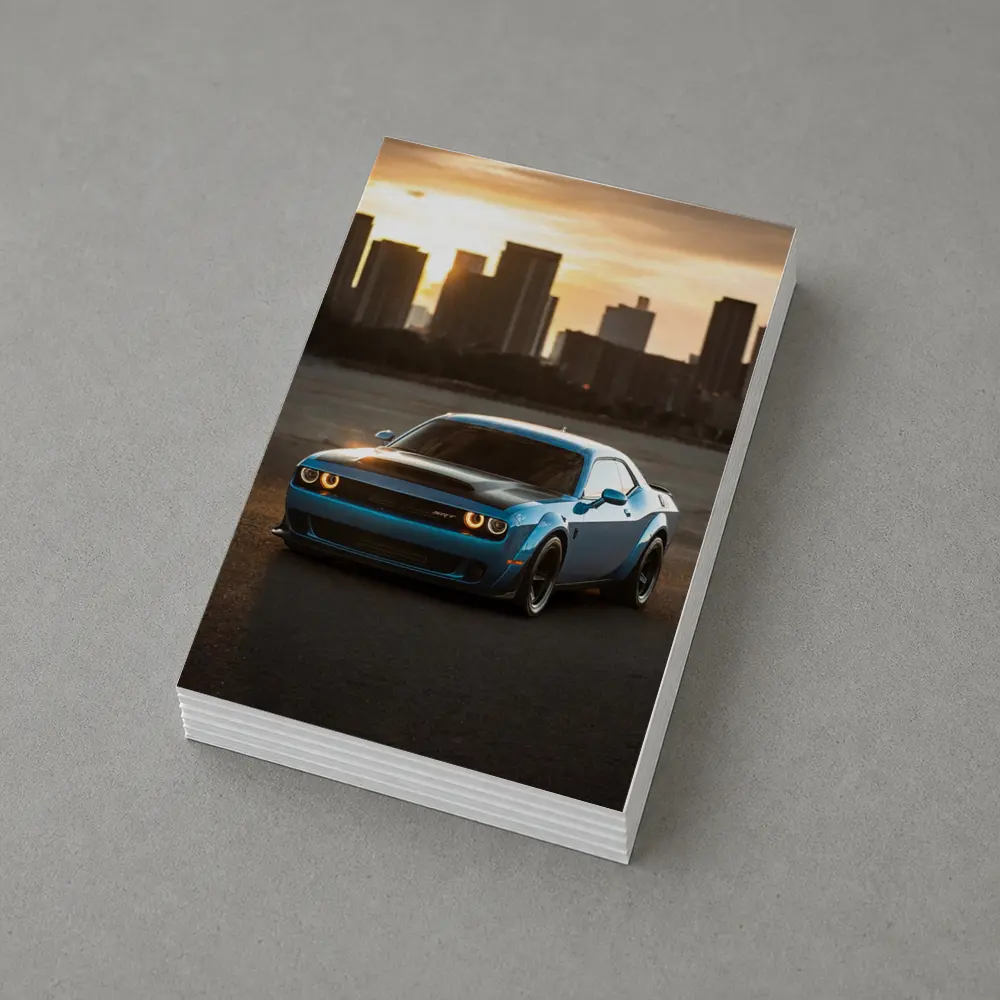 Dodge Challenger SRT Blue City Sunset – Postcards