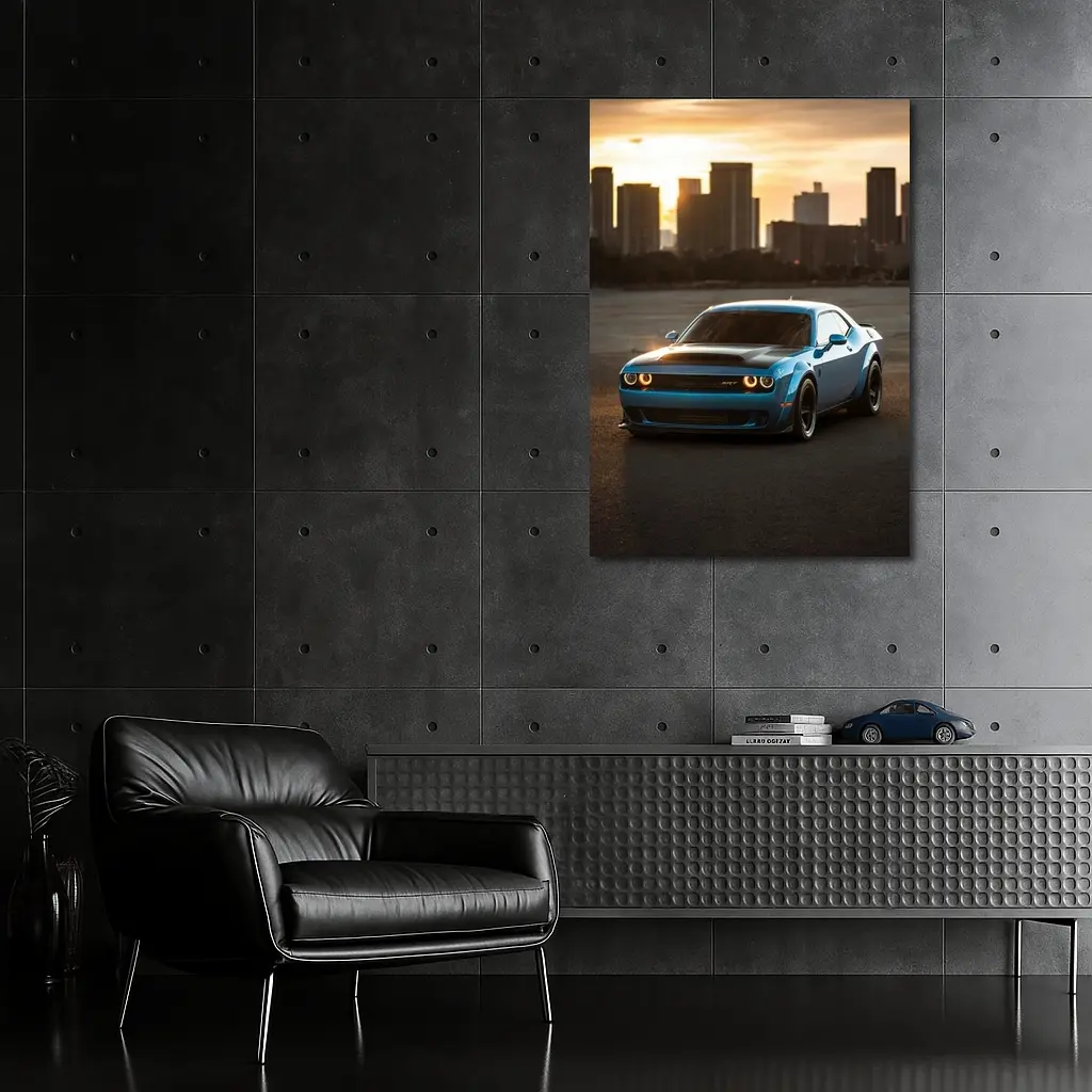 Dodge Challenger SRT Blue City Sunset – Wall Art