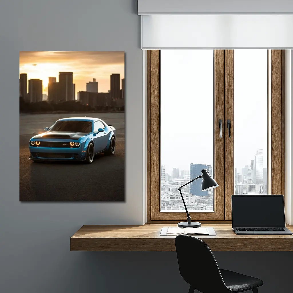Dodge Challenger SRT Blue City Sunset – Wall Art