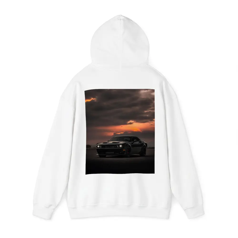 Dodge Challenger Black Muscle Car Sunset Sky – Hoodies