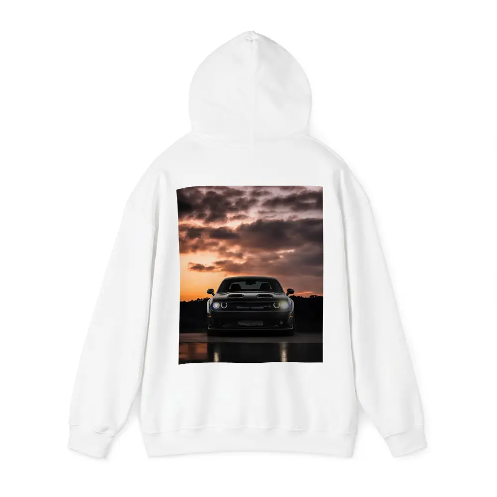 Dodge Challenger Black Muscle Car Sunset Sky – Hoodies
