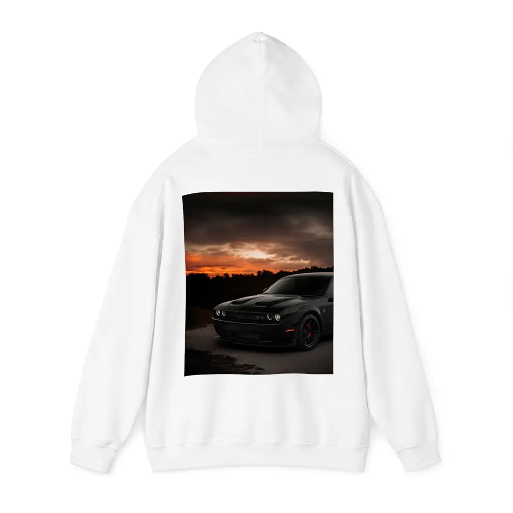 Dodge Challenger Black Muscle Car Sunset – Hoodies
