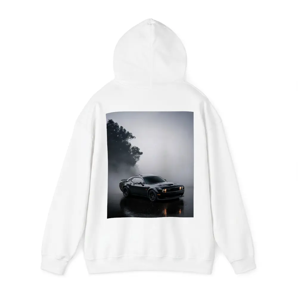 Dodge Challenger Black Muscle Car Foggy Night – Hoodies