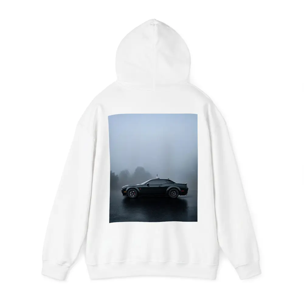 Dodge Challenger Black Muscle Car Foggy Day – Hoodies