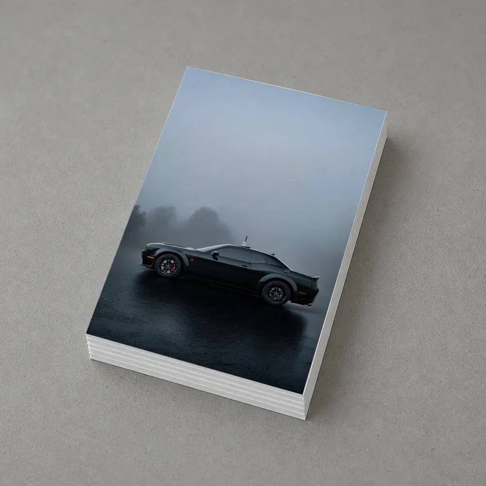 Dodge Challenger Black Muscle Car Foggy Day – Postcards
